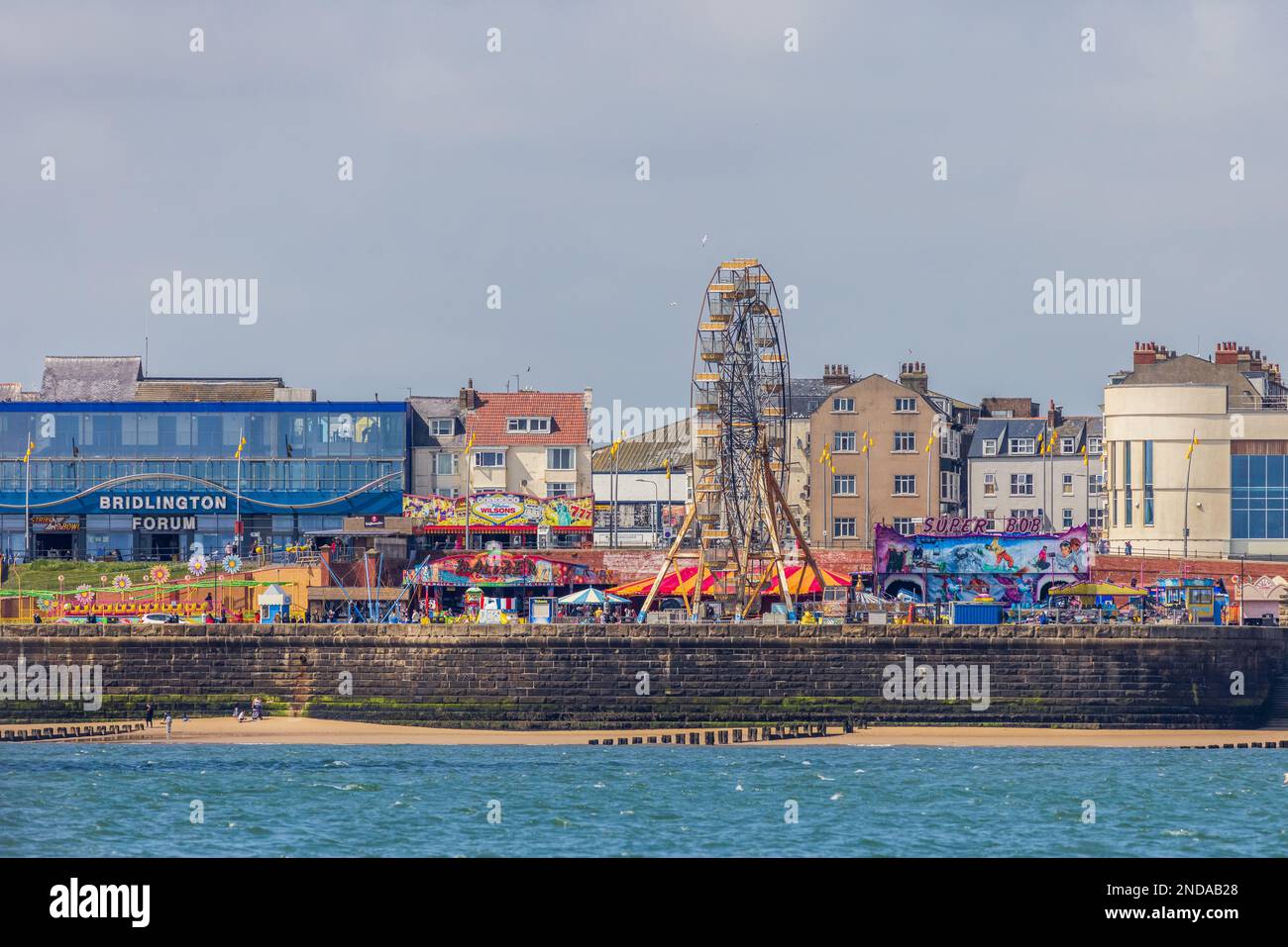 A view from a boat to the coastline at Bridlington UK Stock Photo