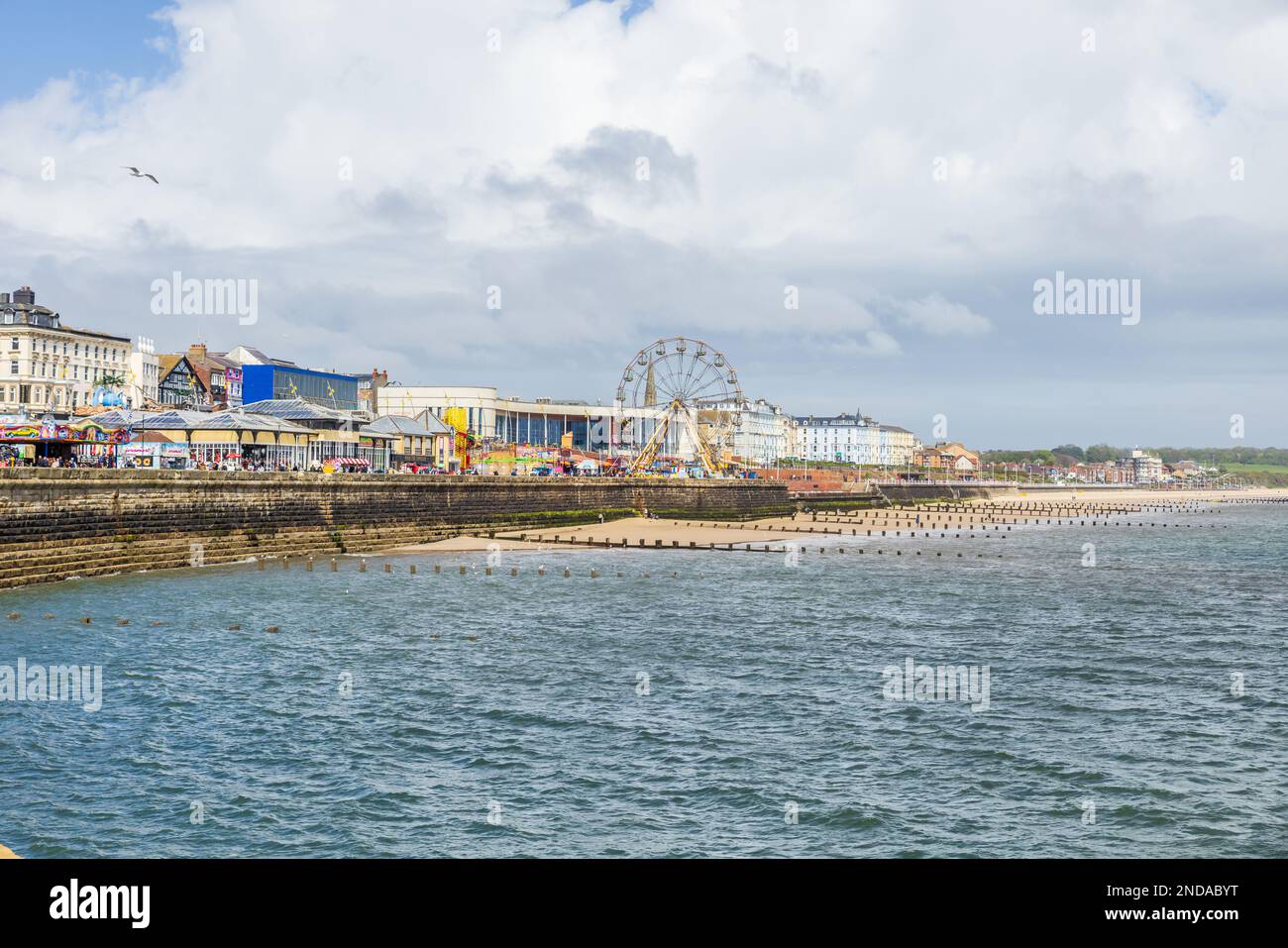 A view from a boat to the coastline at Bridlington UK Stock Photo