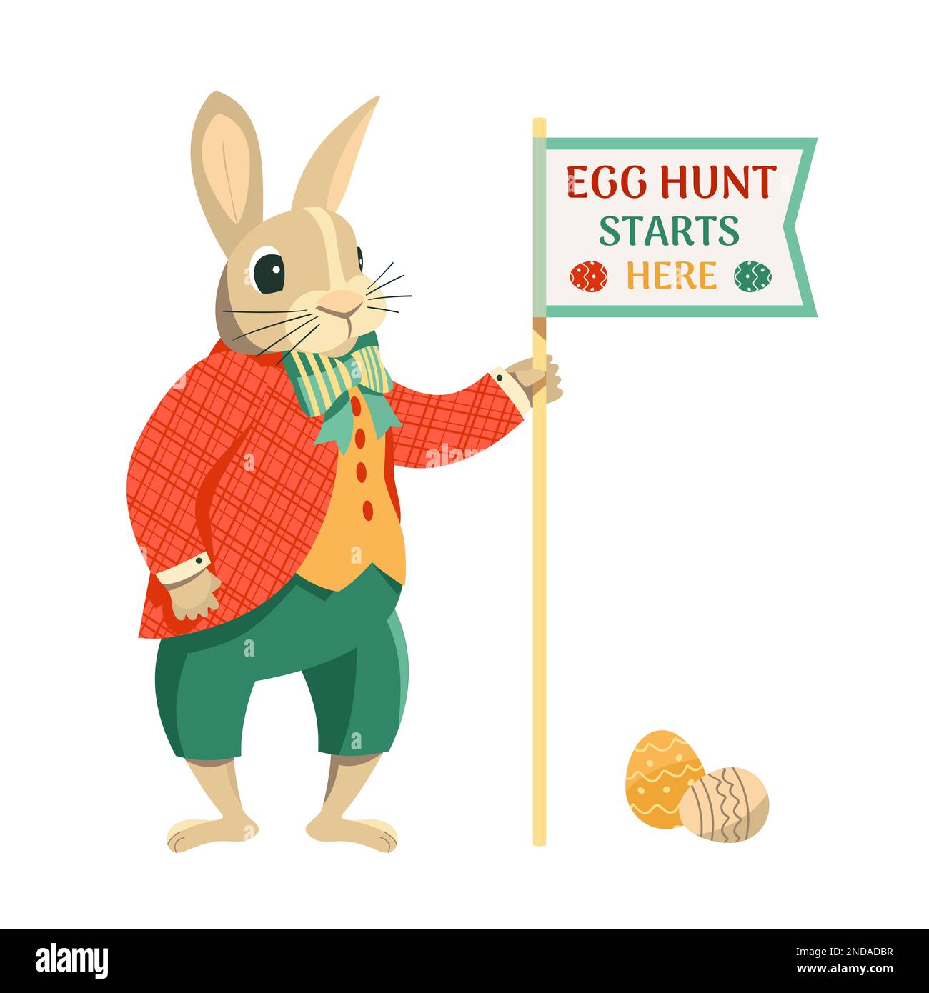 Cute Easter bunny design for Egg hunt decoration Stock Vector