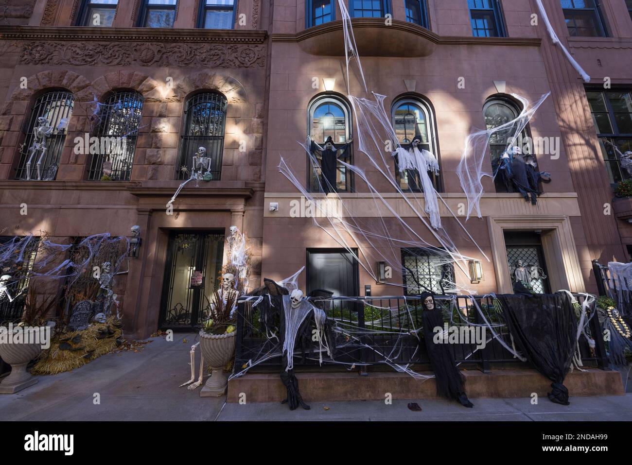 Annual Halloween decorations are decorated in Upper East Side Manhattan