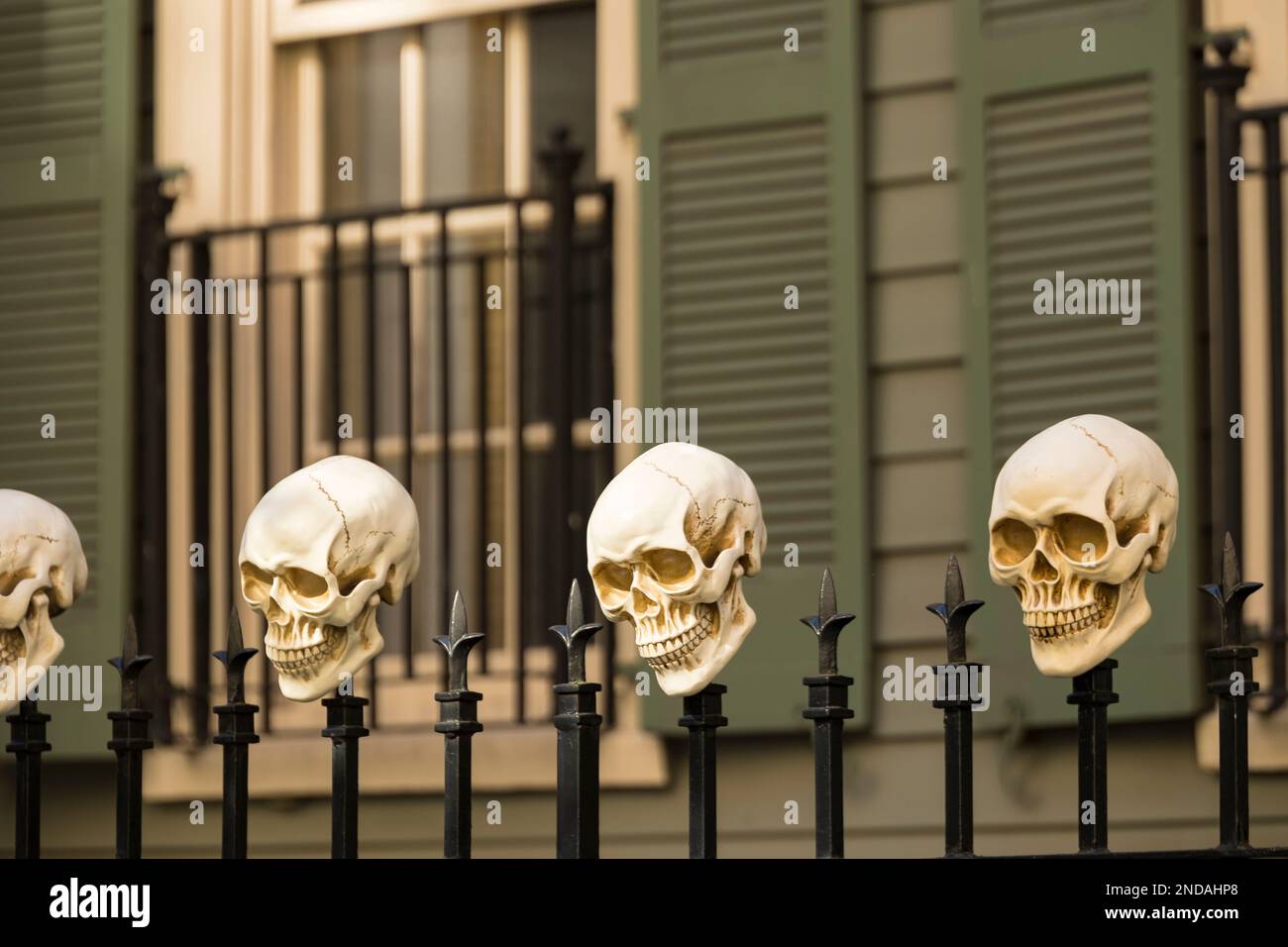 Annual Halloween decorations are decorated in Upper East Side Manhattan on 2022. Stock Photo