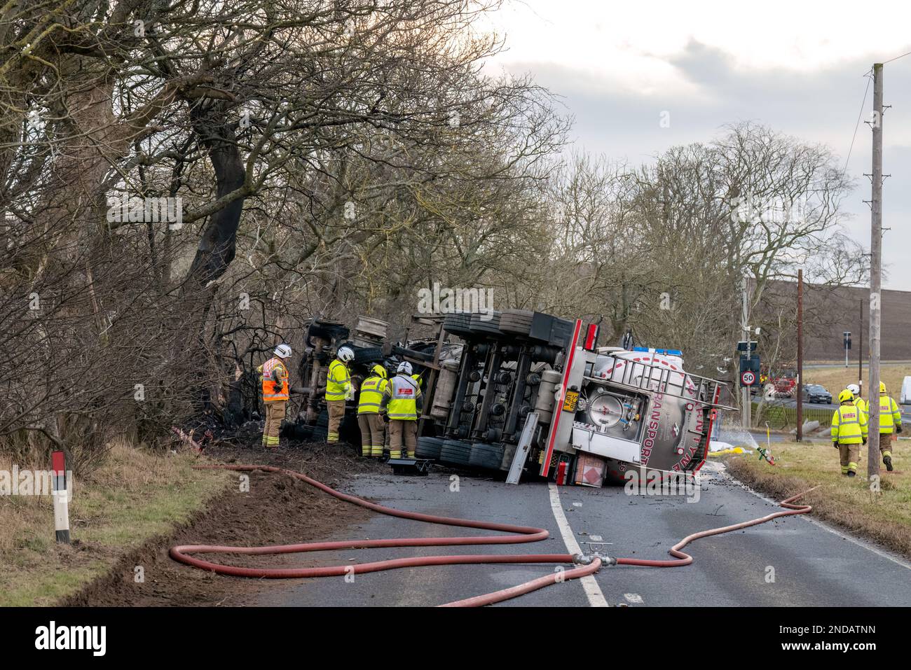 A947, King Edward, Aberdeenshire, UK. 15th Feb, 2023. This is the scene