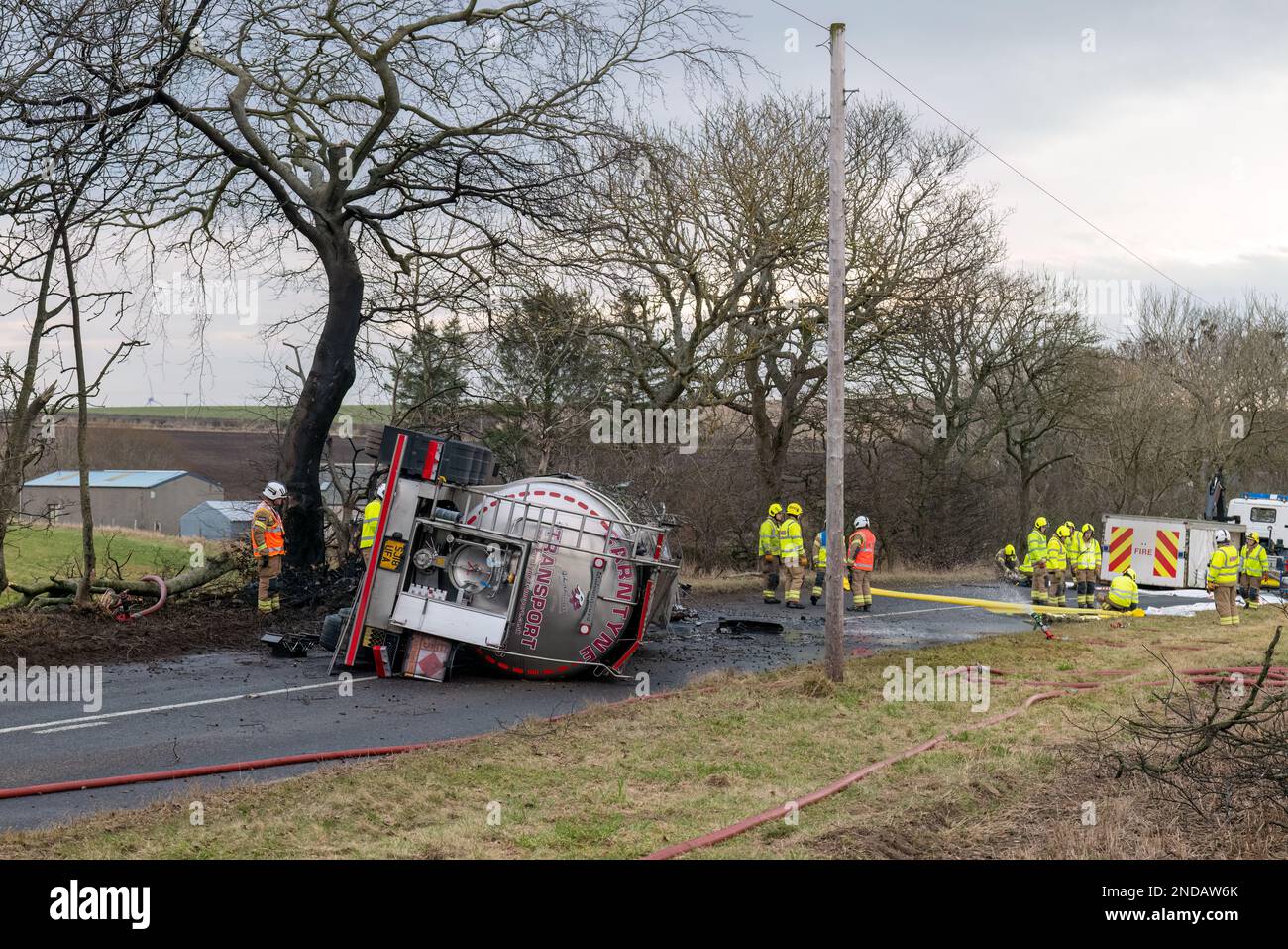 A947, King Edward, Aberdeenshire, UK. 15th Feb, 2023. This is the scene