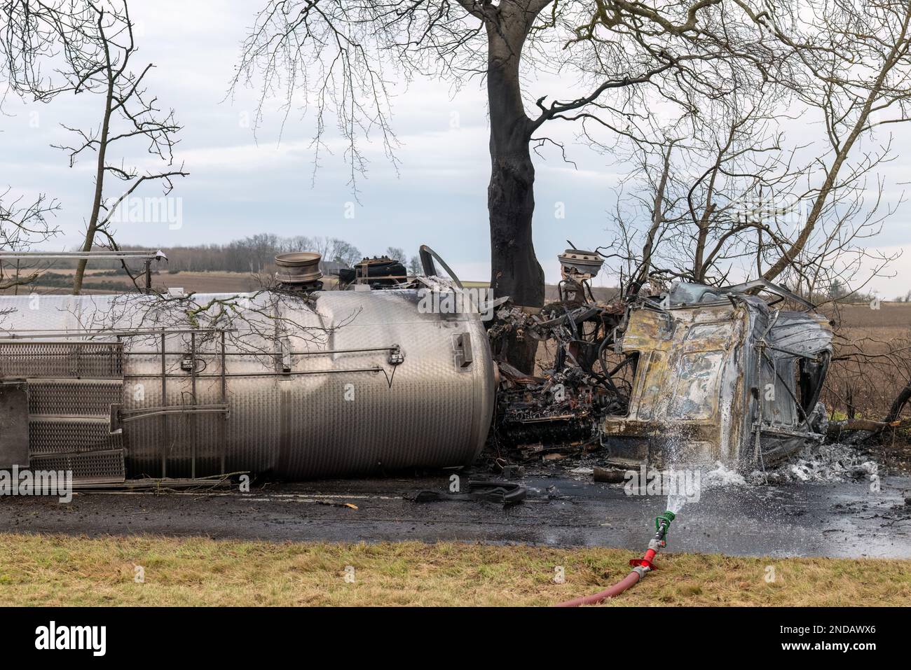 A947, King Edward, Aberdeenshire, UK. 15th Feb, 2023. This is the scene