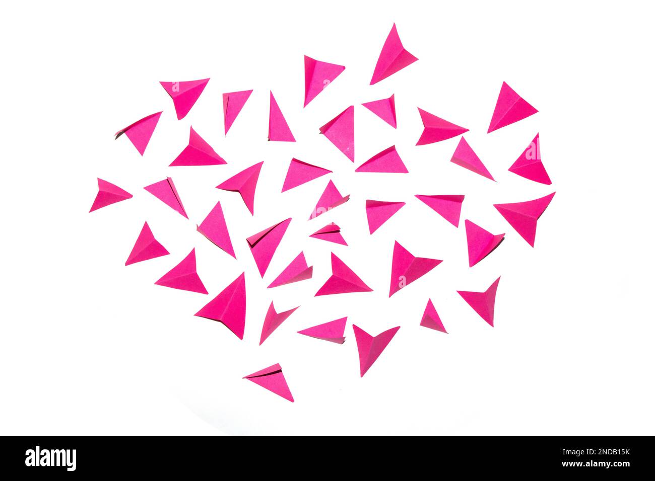 A Pink and White Geometric Folded Paper Triangle Shapes for Background
