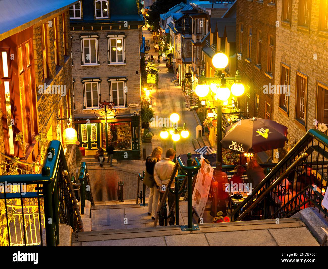 Canada,Quebec,Quebec City, Lower Town,  Breakneck Steps at dusk Stock Photo