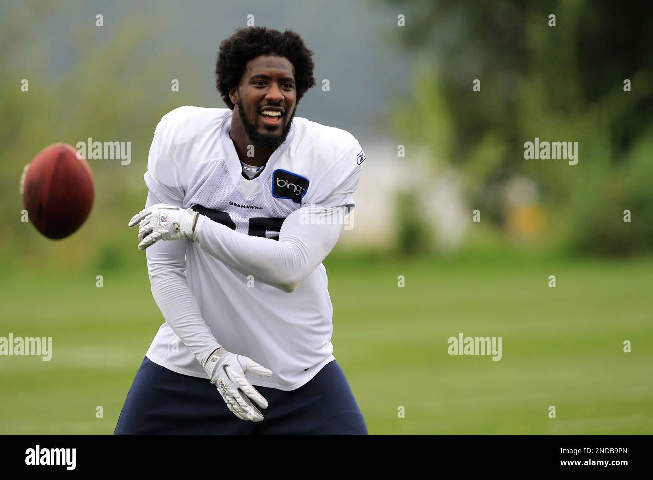 Seattle Seahawks' Jamar Adams in action during a NFL football practice  Monday, Aug. 2, 2010, in Renton, Wash. (AP Photo/Elaine Thompson Stock  Photo - Alamy