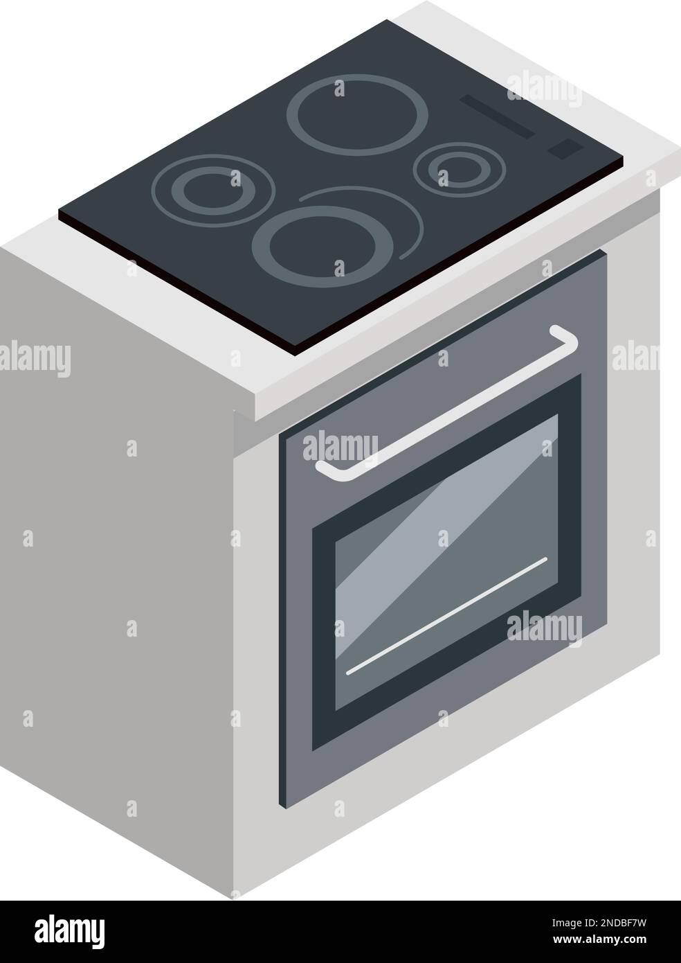 Cooking stove icon. Isometric kitchen oven furniture Stock Vector Image