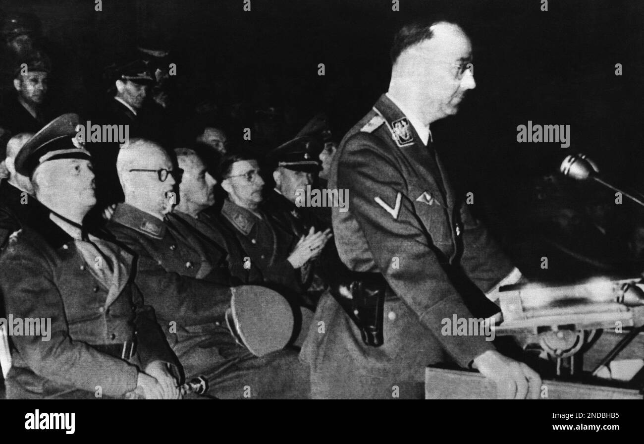 German Minister of the Interior Heinrich Himmler reading Adolf Hitler’s proclamation in Munich