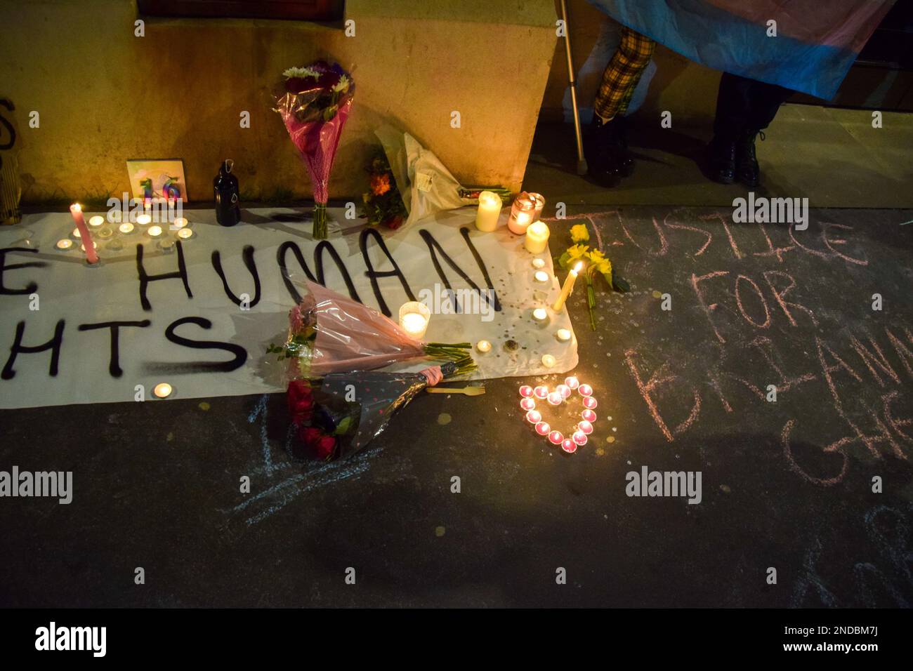 London, UK. 15th February 2023. Vigil for murdered girl Brianna Ghey ...