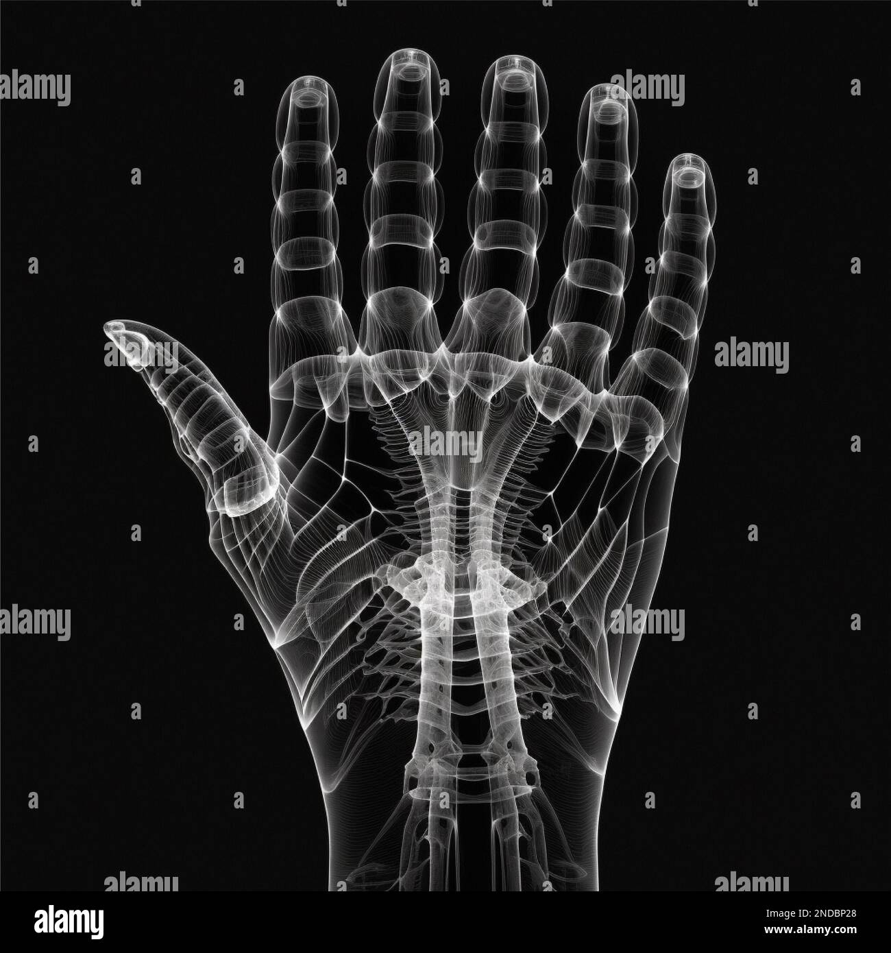 Xrayed human hand. Xray of hand bones ps 10 Stock Photo Alamy