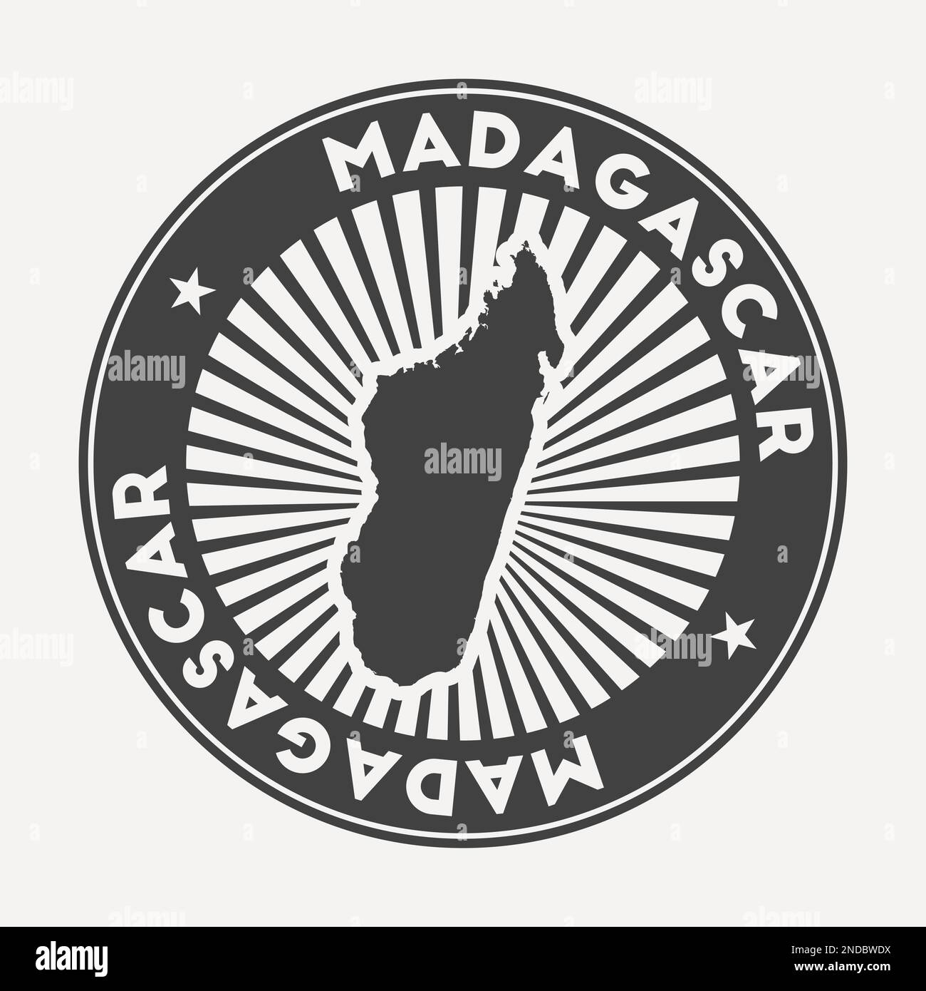 Madagascar round logo. Vintage travel badge with the circular name and map of country, vector illustration. Can be used as insignia, logotype, label, Stock Vector