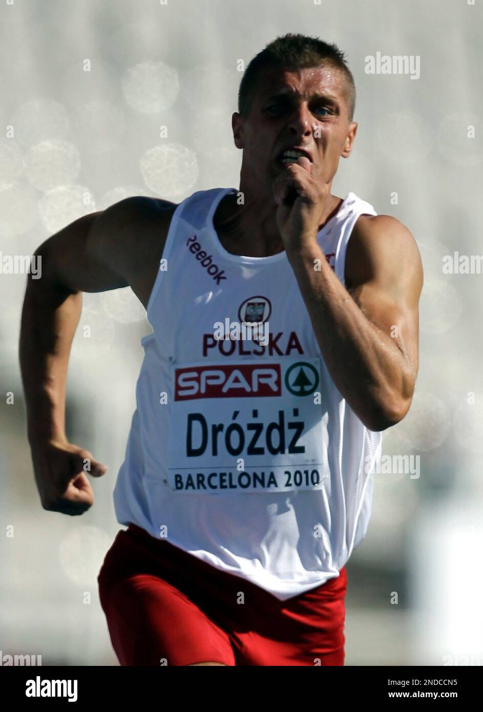 Poland's Marcin Drozdz competes in a Men's 100m Decathlon heat, during the  European Athletics Championships, in Barcelona, Spain, Tuesday, July 28,  2009. (AP Photo/Anja Niedringhaus Stock Photo - Alamy