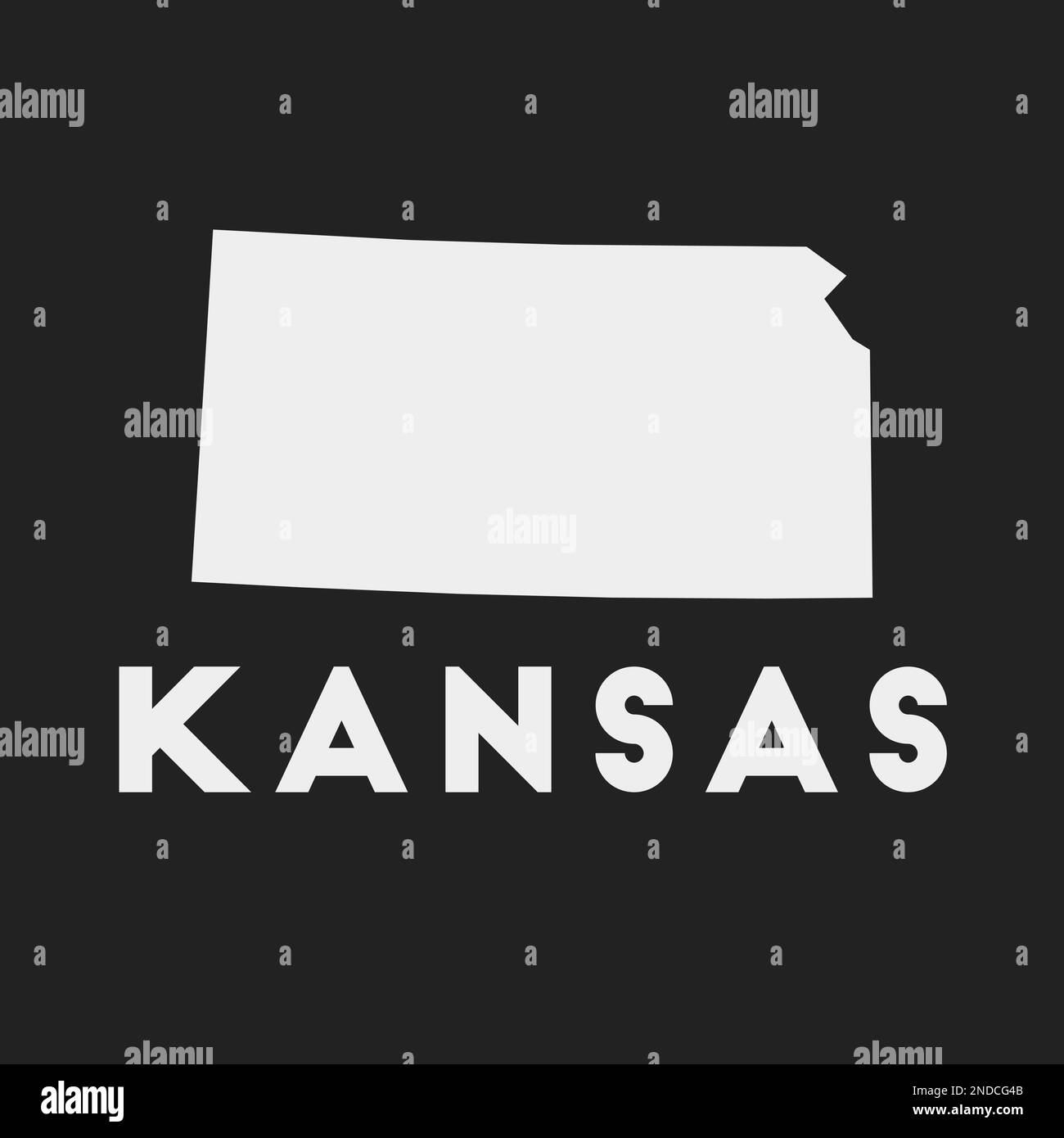 Kansas icon. Us state map on dark background. Stylish Kansas map with
