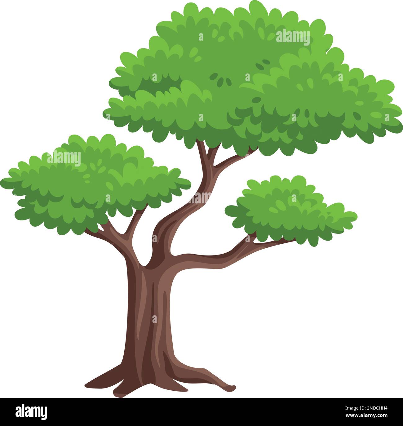 Old tree icon. Cartoon green woodland plant Stock Vector