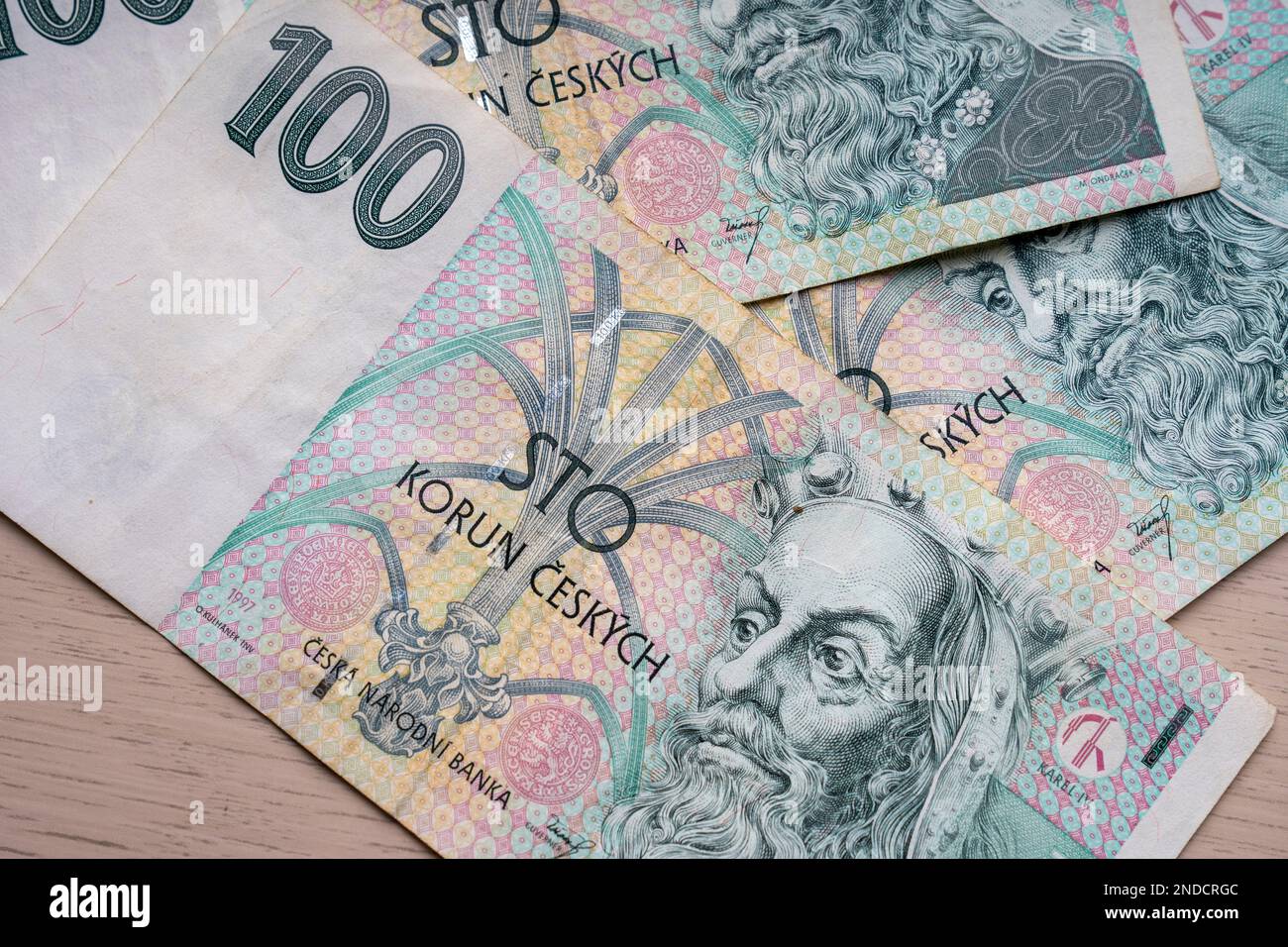 Paper 100 korun banknote of the Czech Republic. King Karel IV or