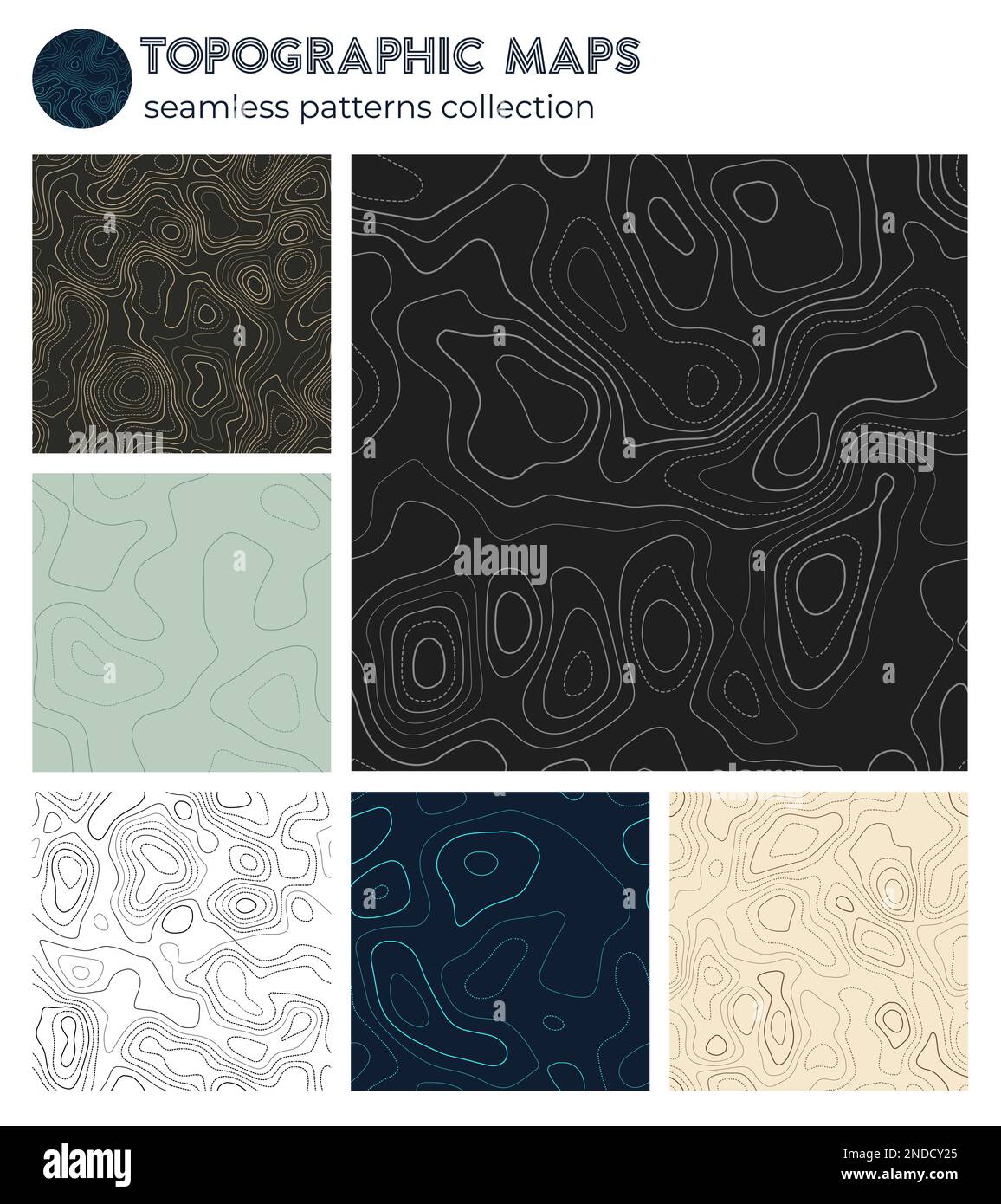 Topographic maps. Awesome isoline patterns, seamless design ...