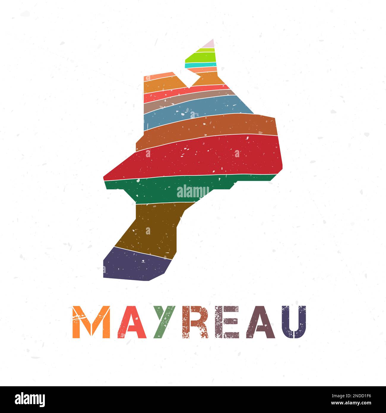 Mayreau map design. Shape of the island with beautiful geometric waves and grunge texture. Radiant vector illustration. Stock Vector