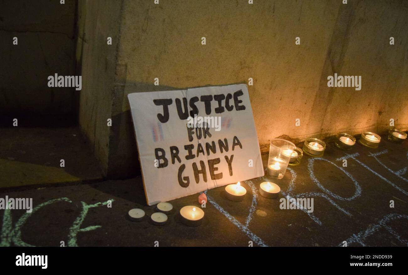 London, England, UK. 15th Feb, 2023. Vigil for murdered girl Brianna ...