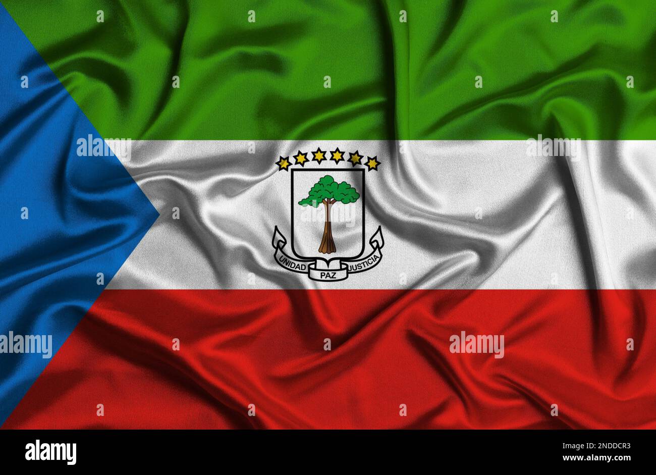 An illustration design of silk textile Equatorial Guinea flag background Stock Photo