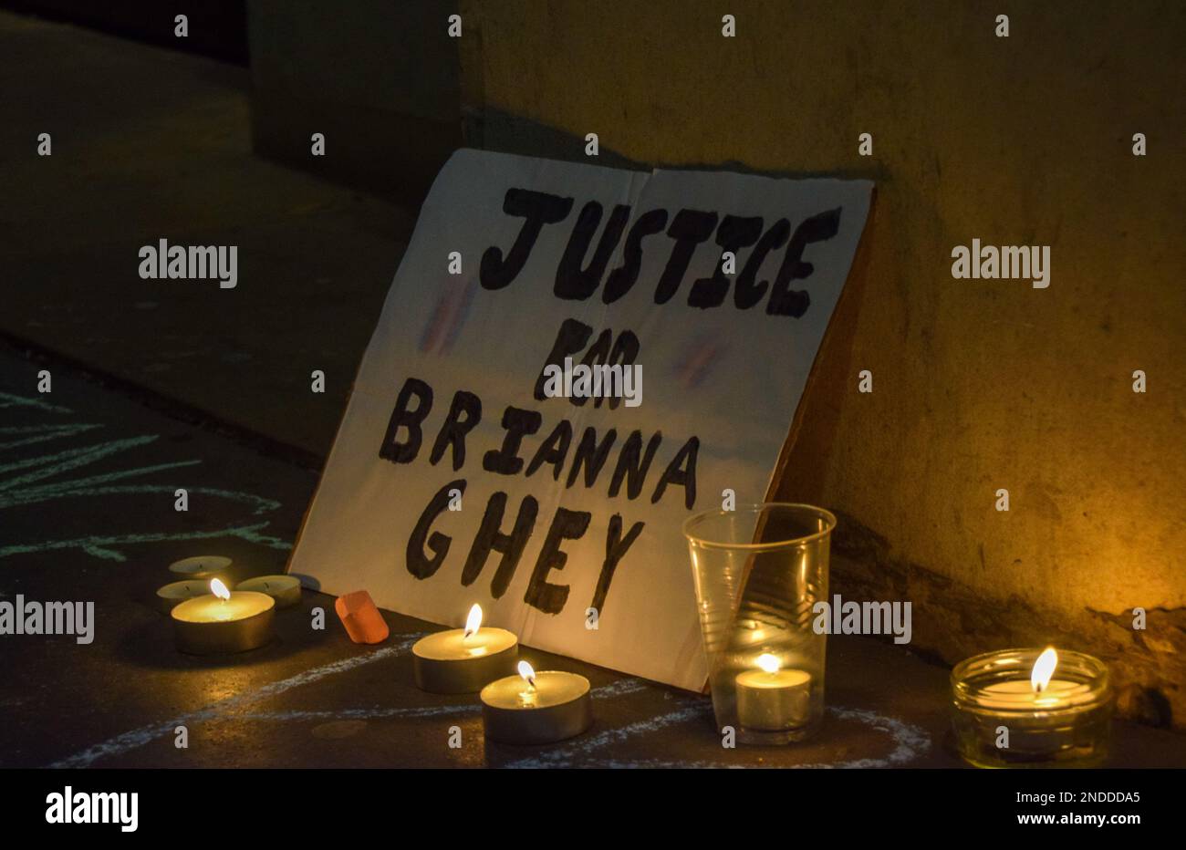London, UK. 15th February 2023. Vigil for murdered girl Brianna Ghey ...