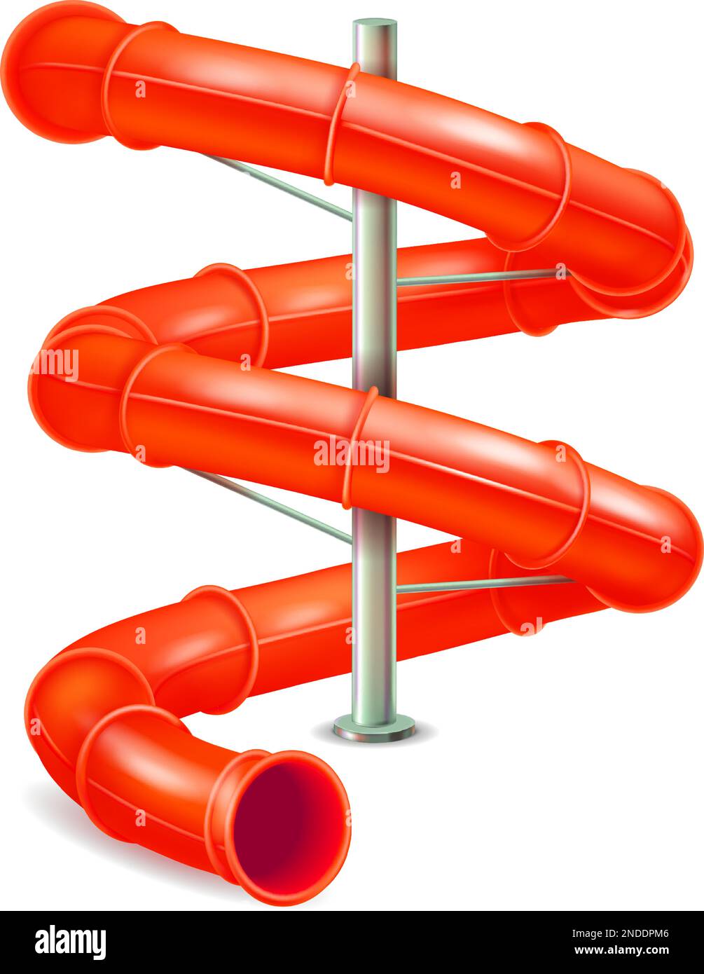 Aquapark pipe. Water slide realistic plastic tunnel isolated on white