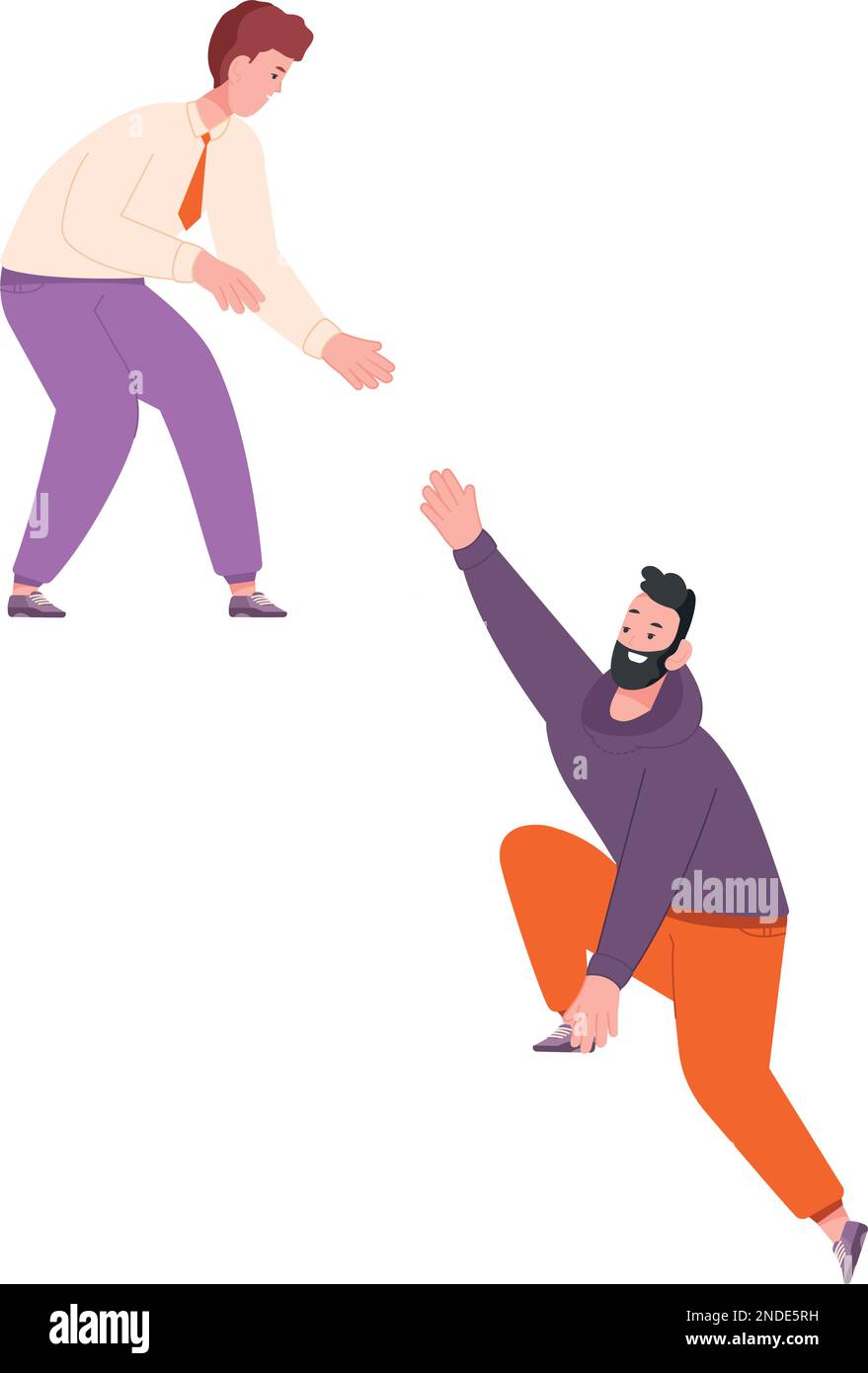 Man helping climbing up. Teamwork success concept isolated on white