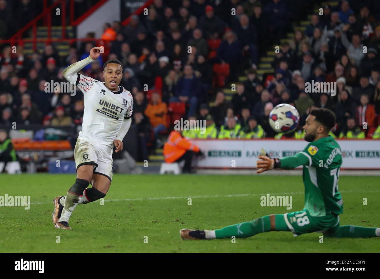 Cameron Archer 10 of Middlesbrough scores a goal to make it 13 during the Sky Bet Championship