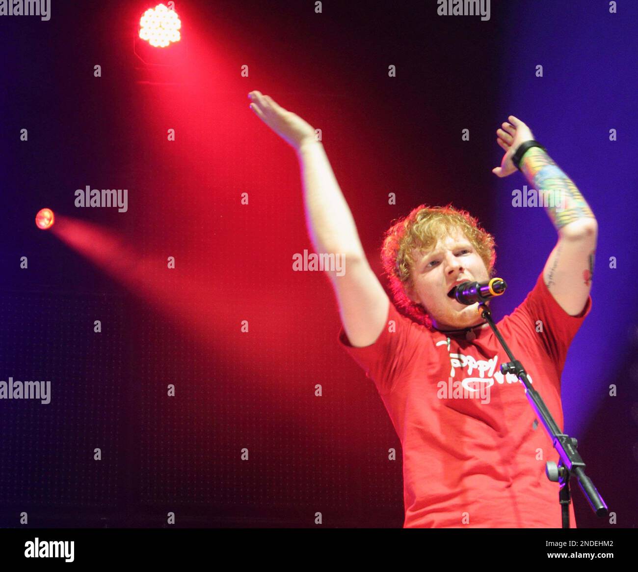Ed Sheeran performing live in the UK
