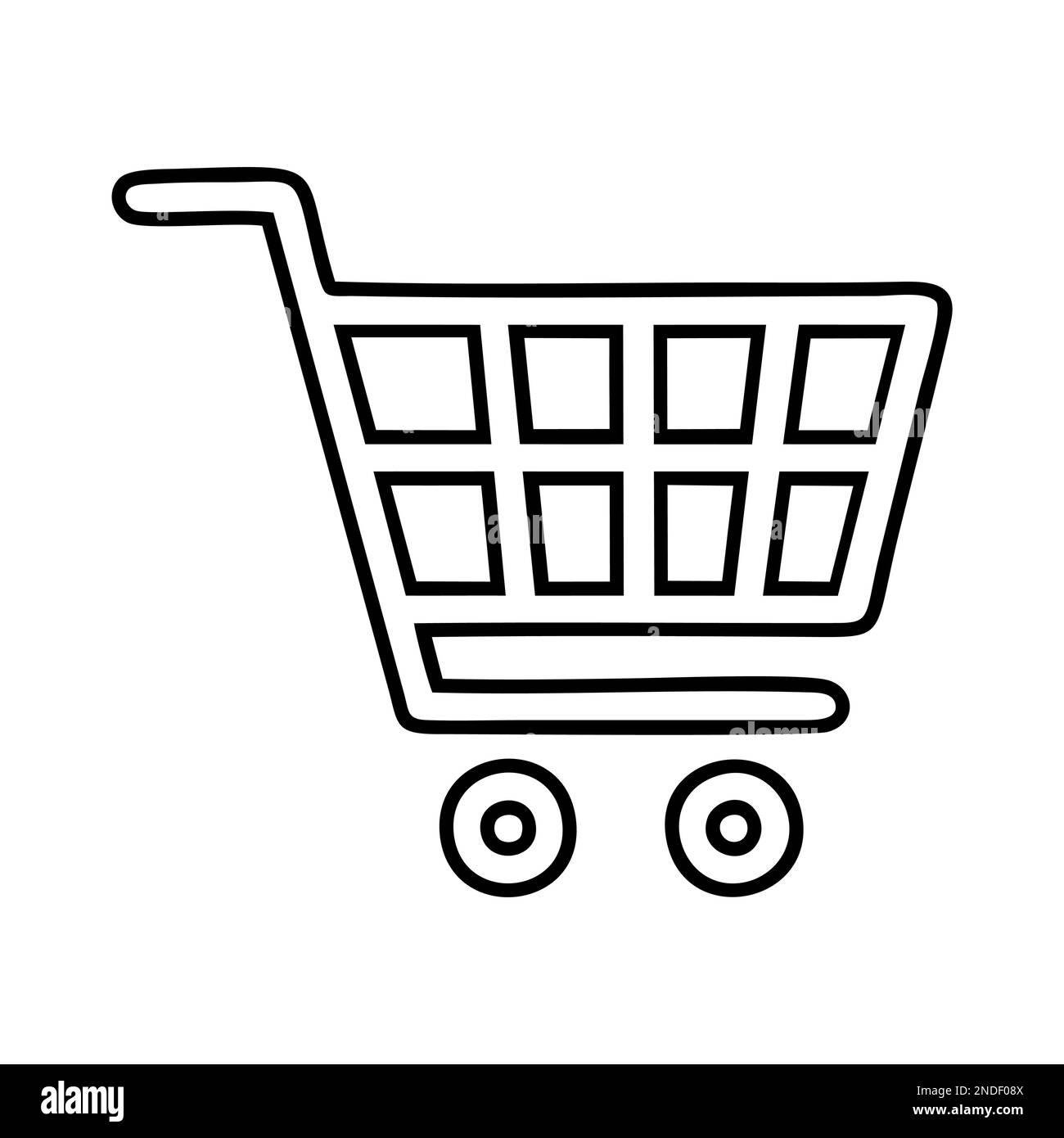 OUTLINED DRAWING ELECTRONIC SHOPPING, SHOPPING CART PICTOGRAM Stock Vector