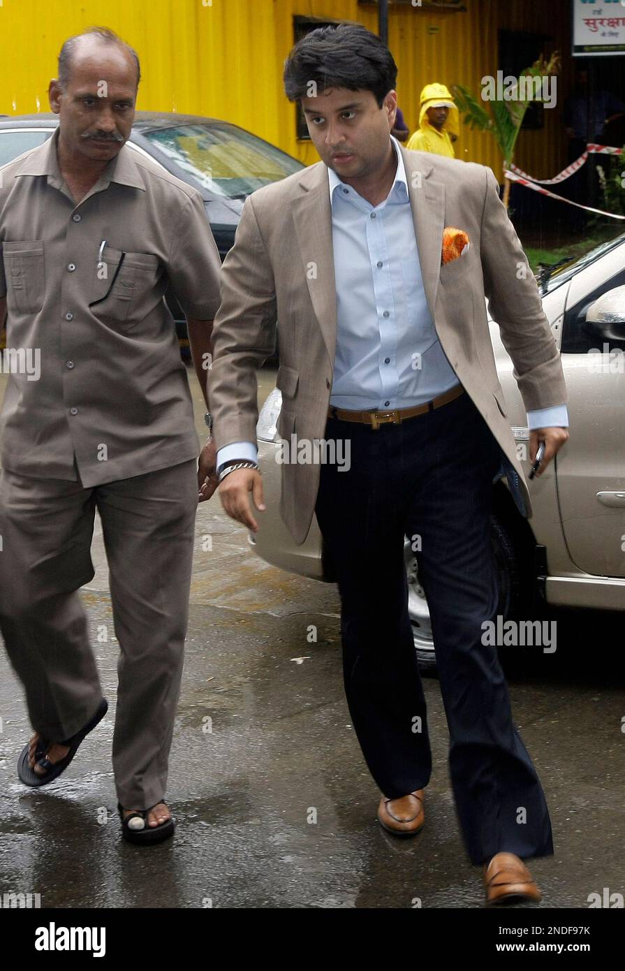 Jyotiraditya Scindia BCCI Disciplinary Committee Member arrives for a meeting of the Board of Control for Cricket in India BCCI in Mumbai India Saturday July 3 2010. India s cricket board ratified the