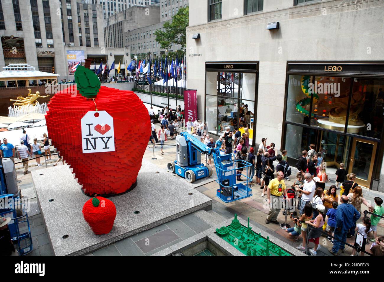 The world's largest LEGO apple sits outside The LEGO Store in ...