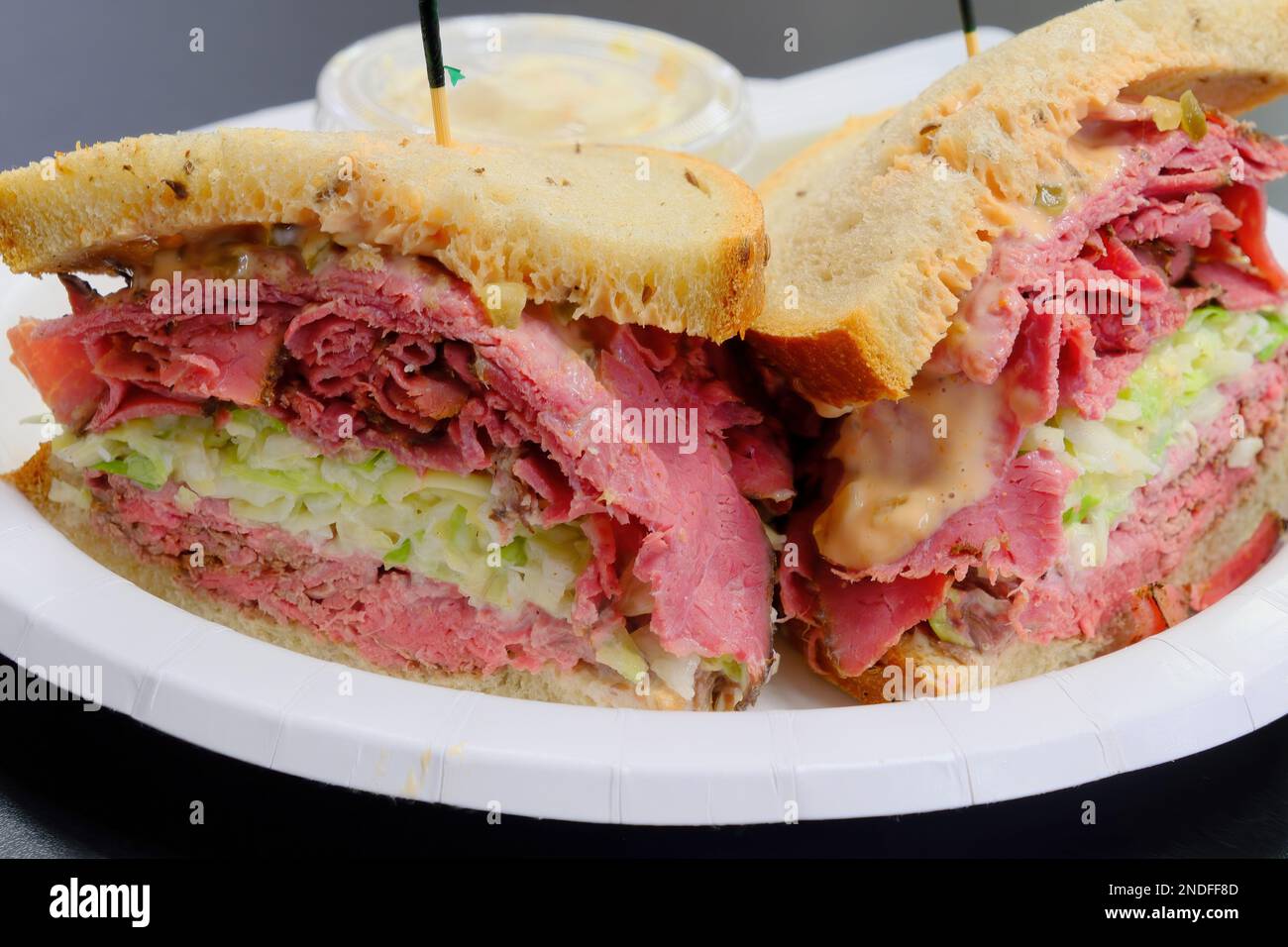 Corned Beef Rueben Sandwich on Rye Bread Stock Photo Alamy