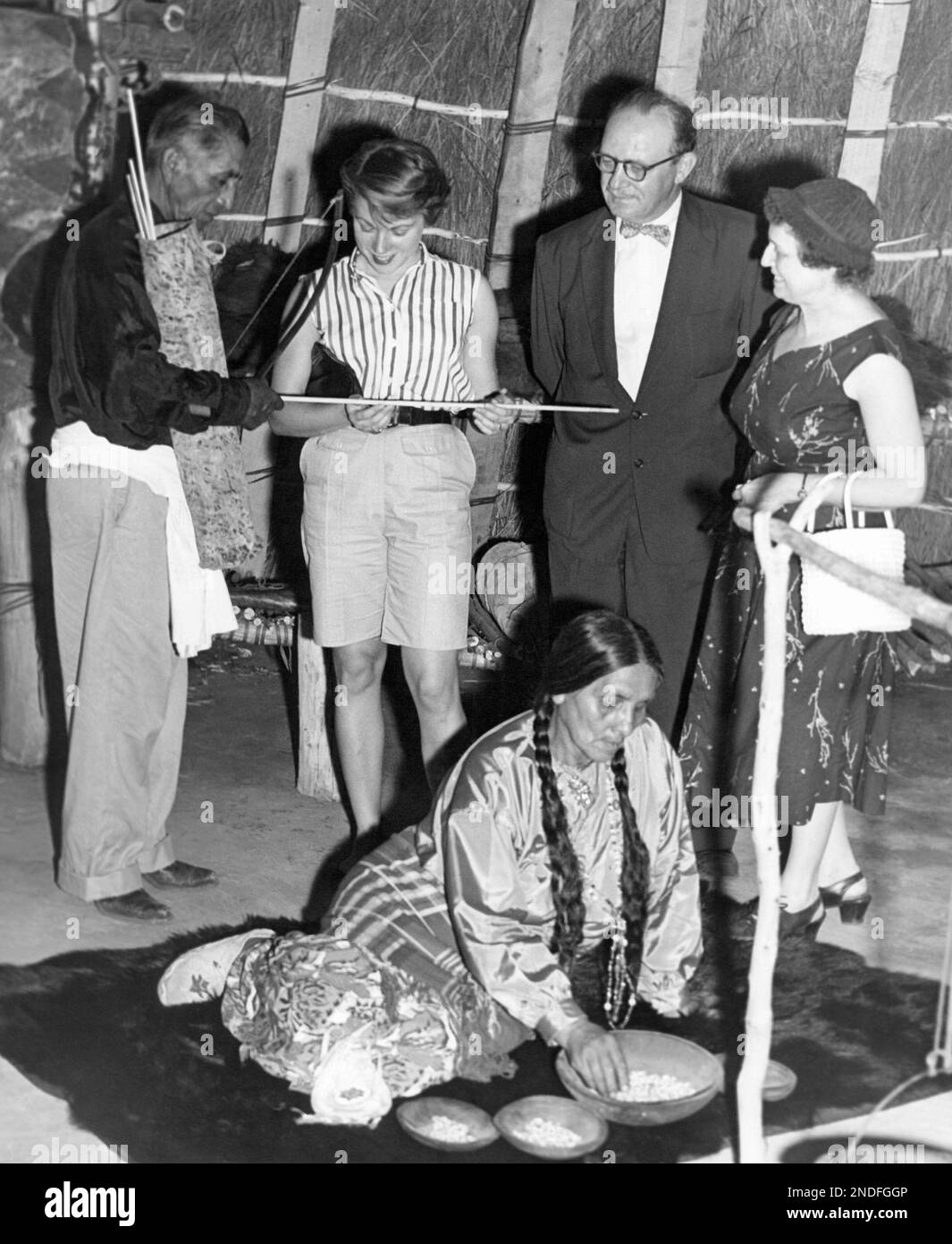 Wichita Indians show Chicago visitors, Mr. and Mrs. Harold E. Fey and