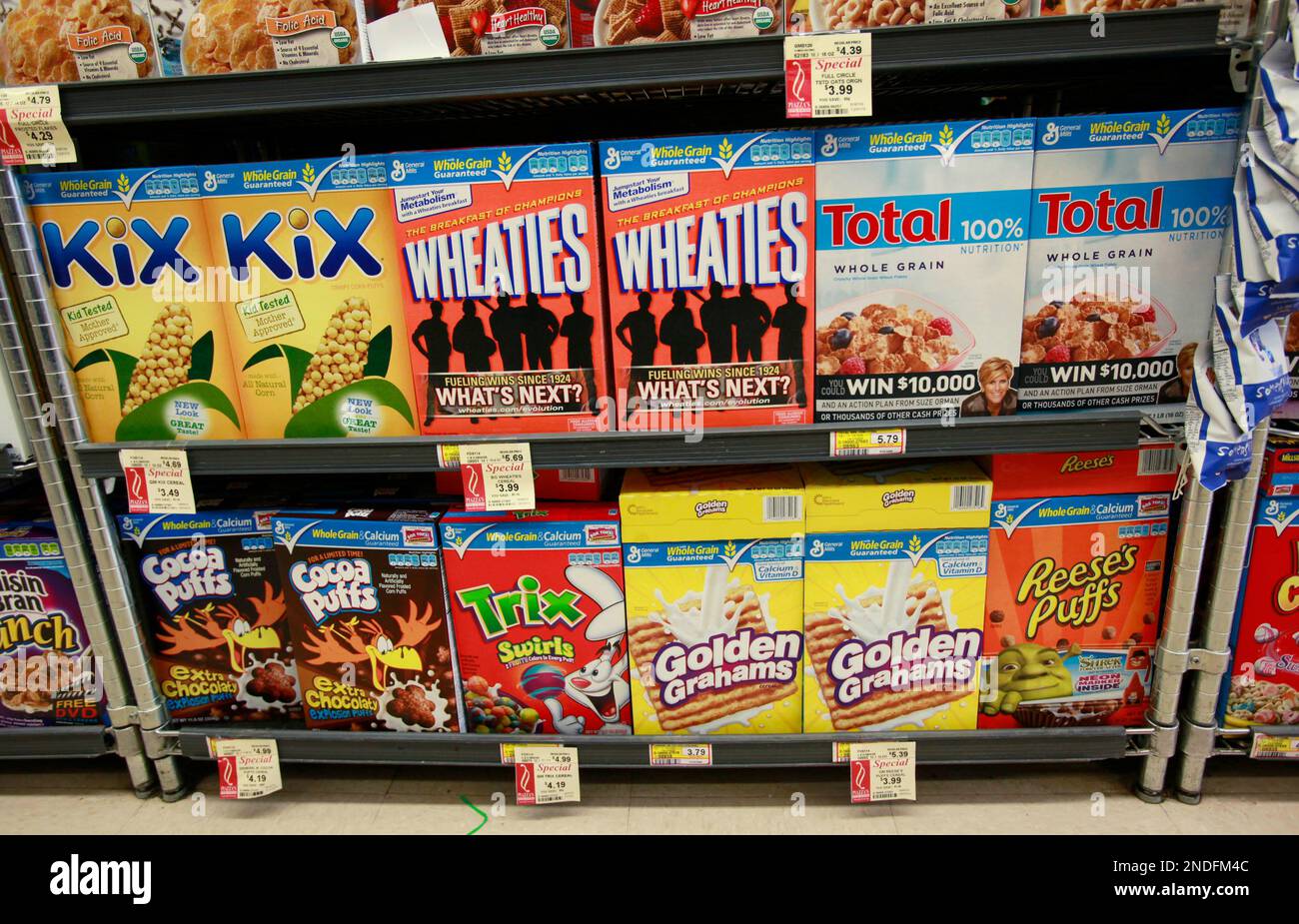General Mills cereals Kix, Wheaties, Total, Cocoa Puffs, Trix, Golden