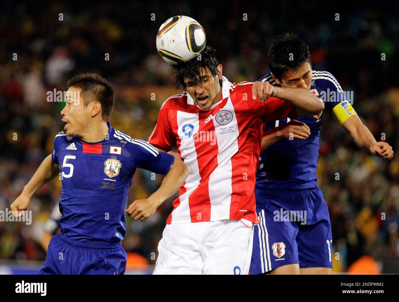 Paraguay's Roque Santa Cruz during the 2010 FIFA World Cup South Africa 1/8  of final Soccer match, Paraguay vs Japan at Loftus Versfeld football  stadium in Pretoria, South Africa on June 29