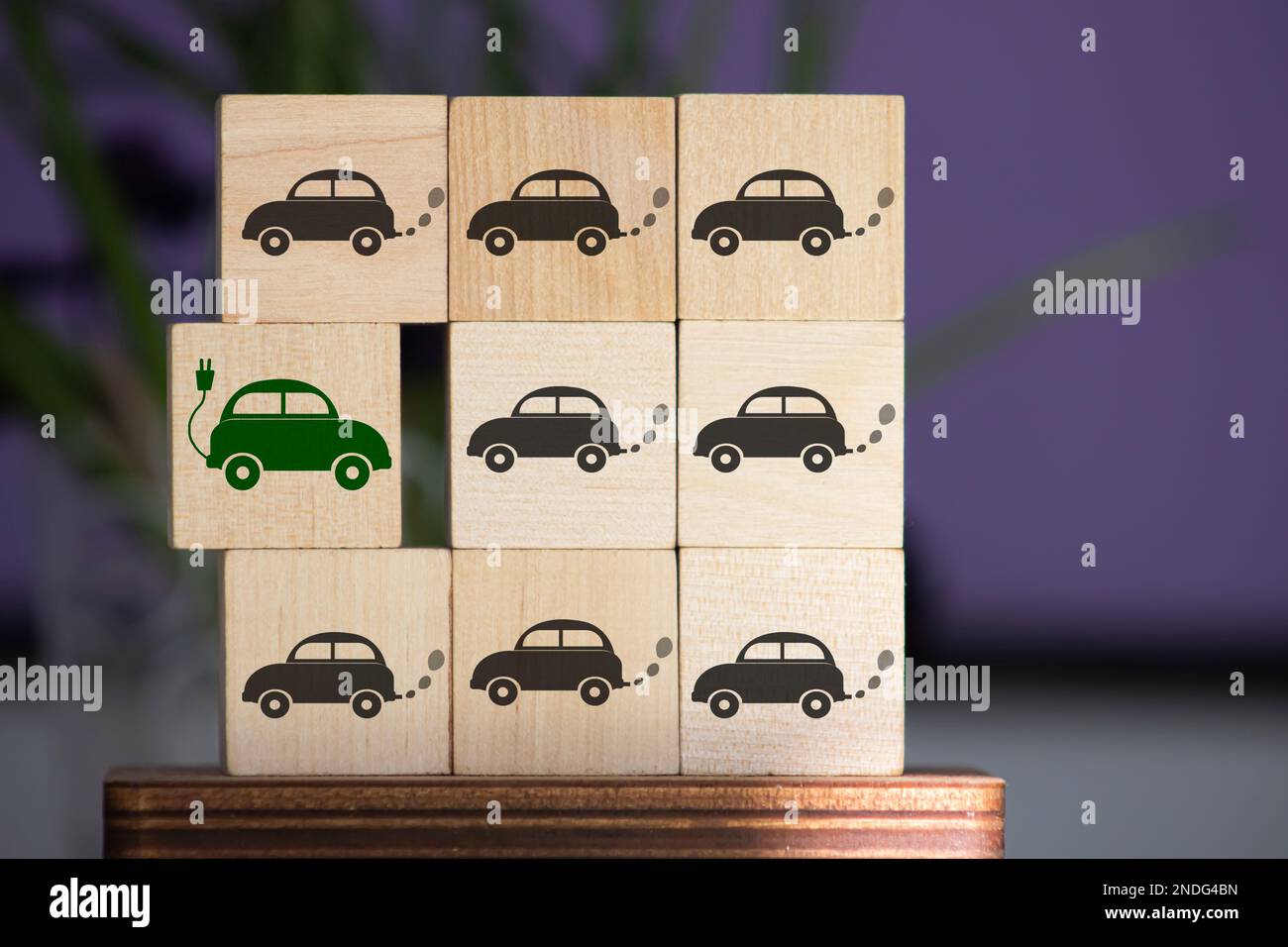 it's time for electric cars, a concept on wooden cubes Stock Photo - Alamy
