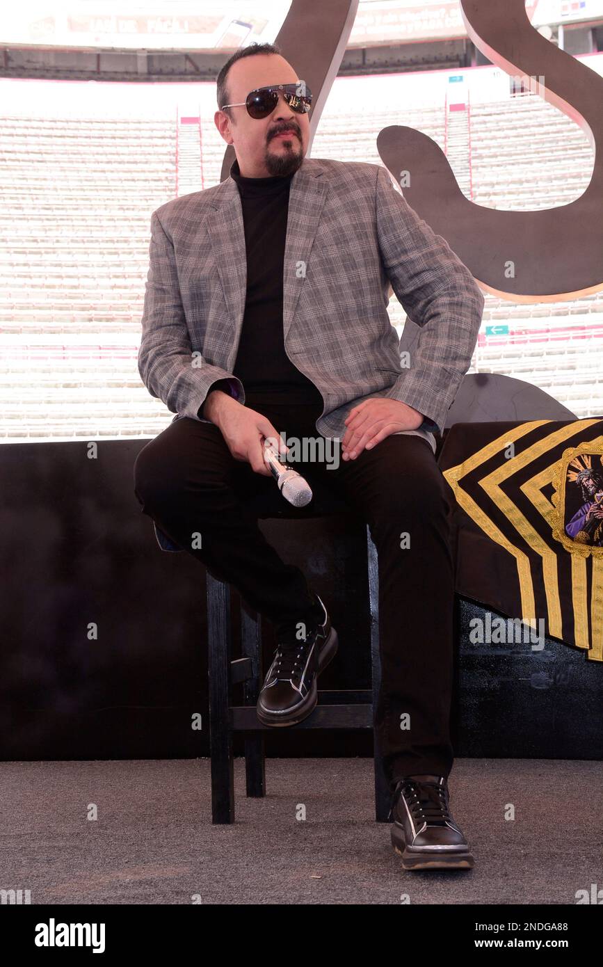 February 15, 2023, Mexico City, Mexico: Pepe Aguilar attends a press conference to promote the 'Jaripeo sin Fronteras' tour at the Plaza de Toros Mexico. on February 15, 2023 in Mexico City, Mexico. (Photo by Jorge Gonzalez/ Eyepix Group) Stock Photo