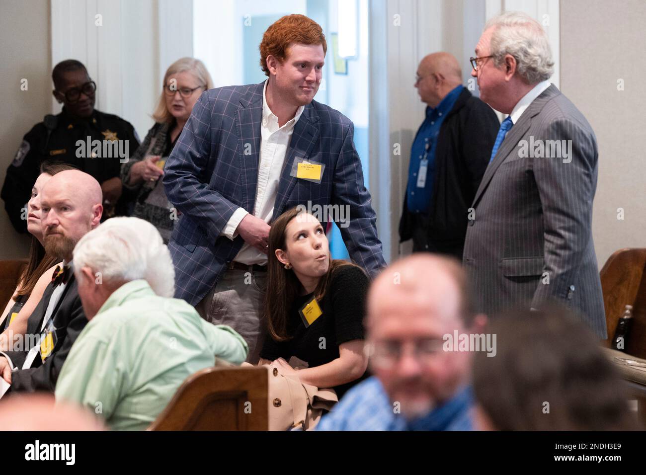 Buster Murdaugh, left, speaks with defense attorney Dick Harpootlian
