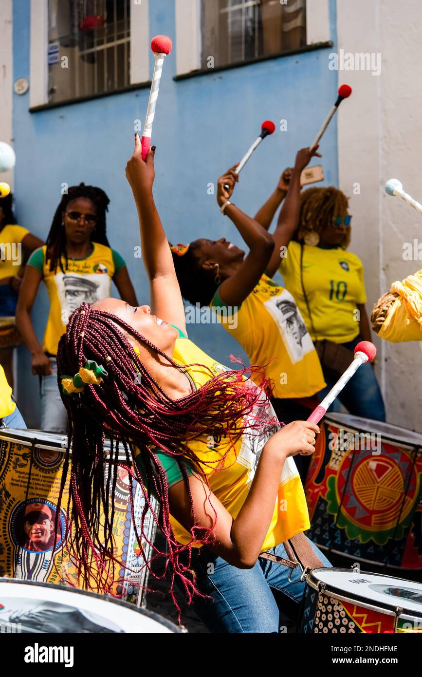 Salvador, Bahia, Brazil June 22, 2018 Musicians from the percussion