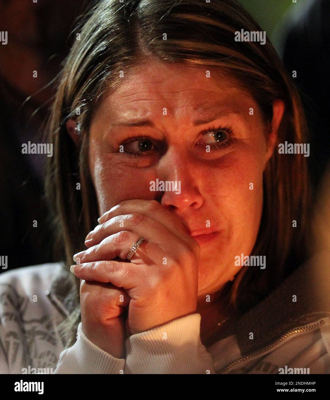Brandie Gardner, the daughter of Ronnie Lee Gardner, cries after the