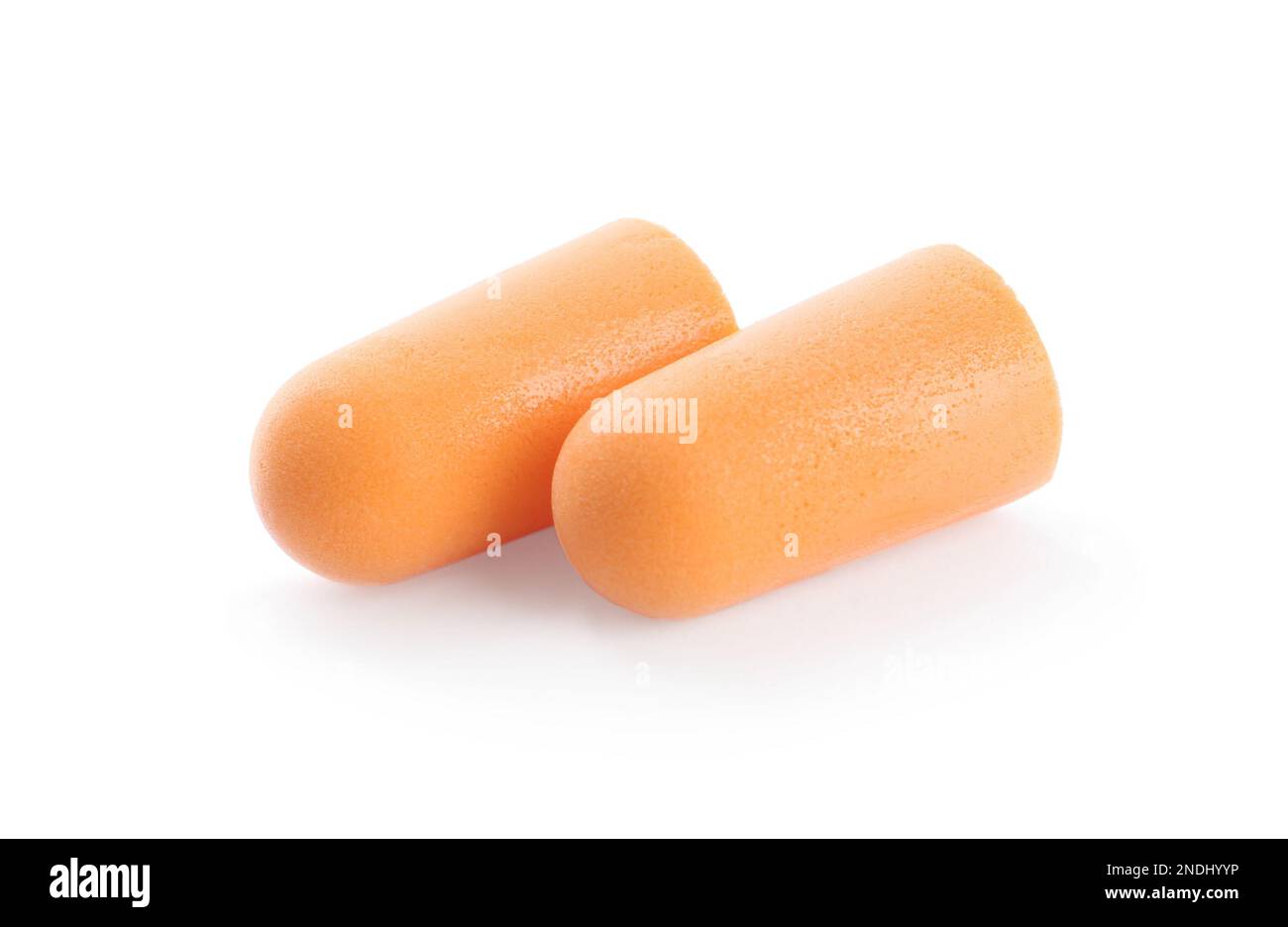 Pair of orange ear plugs isolated on white Stock Photo Alamy