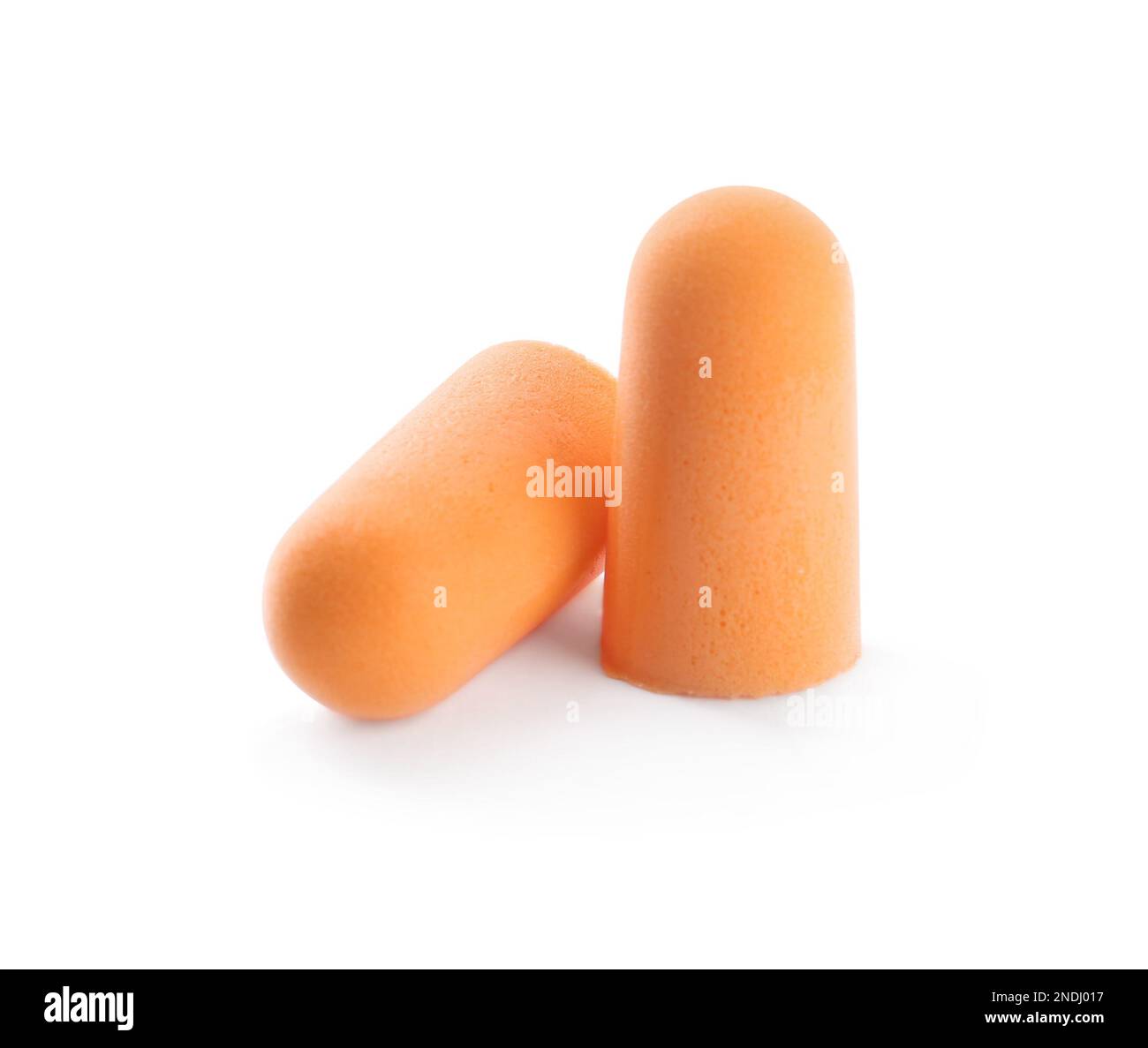 Pair of orange ear plugs isolated on white Stock Photo Alamy