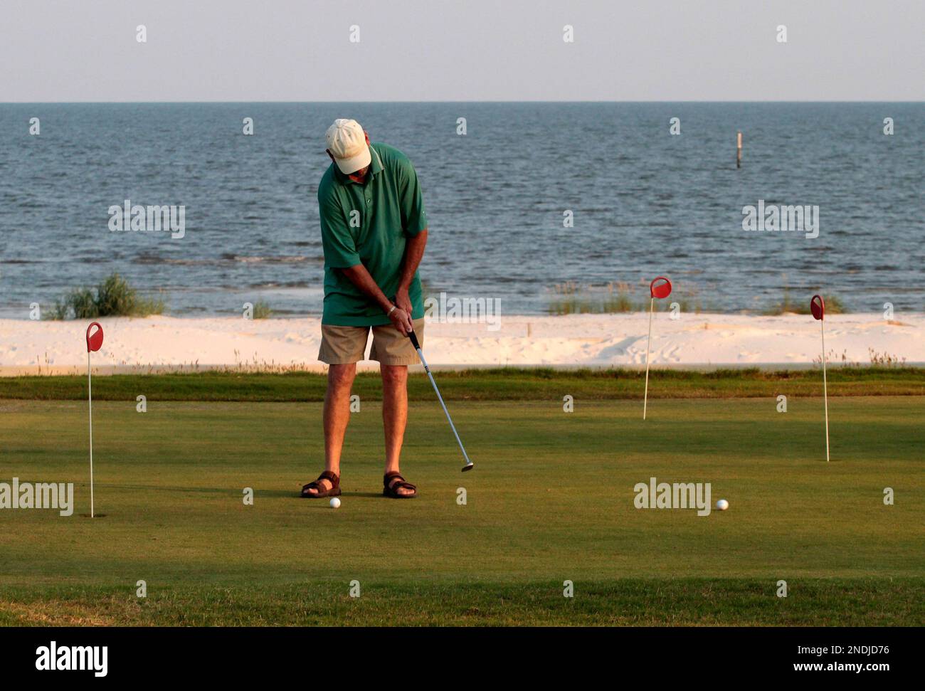 Paul Doby takes a practice putt at the Great Southern Golf Club