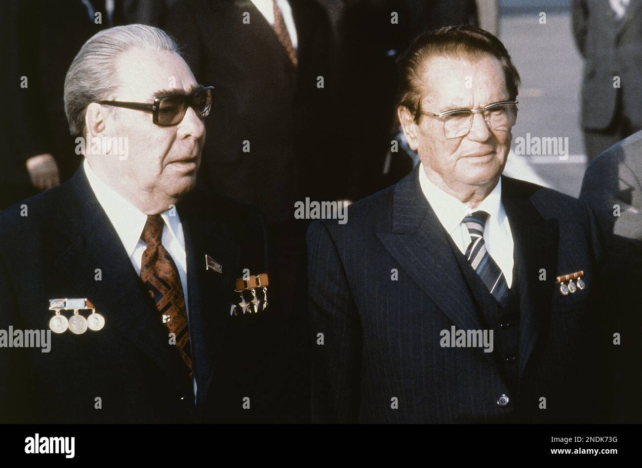 Yugoslavia’s President Josip Broz Tito, right, with Soviet Leader ...