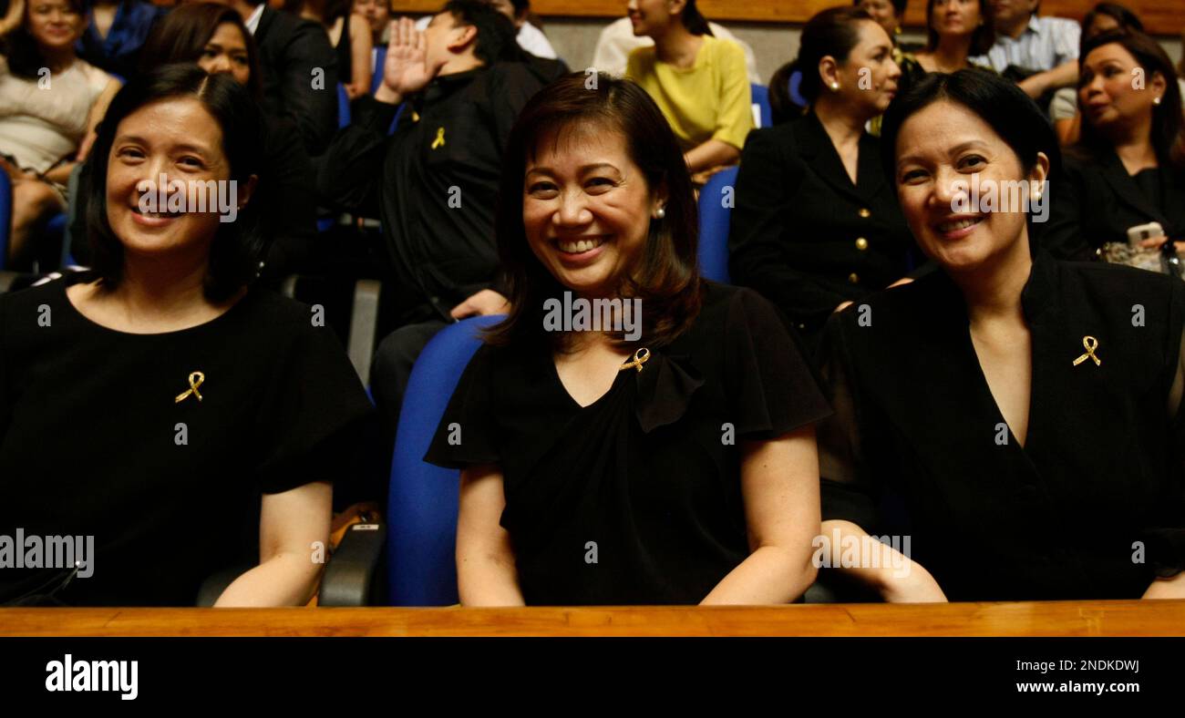 From left, Viel AquinoDee, Pinky AquinoAbellada, and Ballsy Aquino