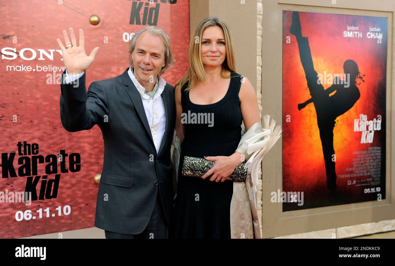 Harald Zwart, left, director of “The Karate Kid,” poses with his wife
