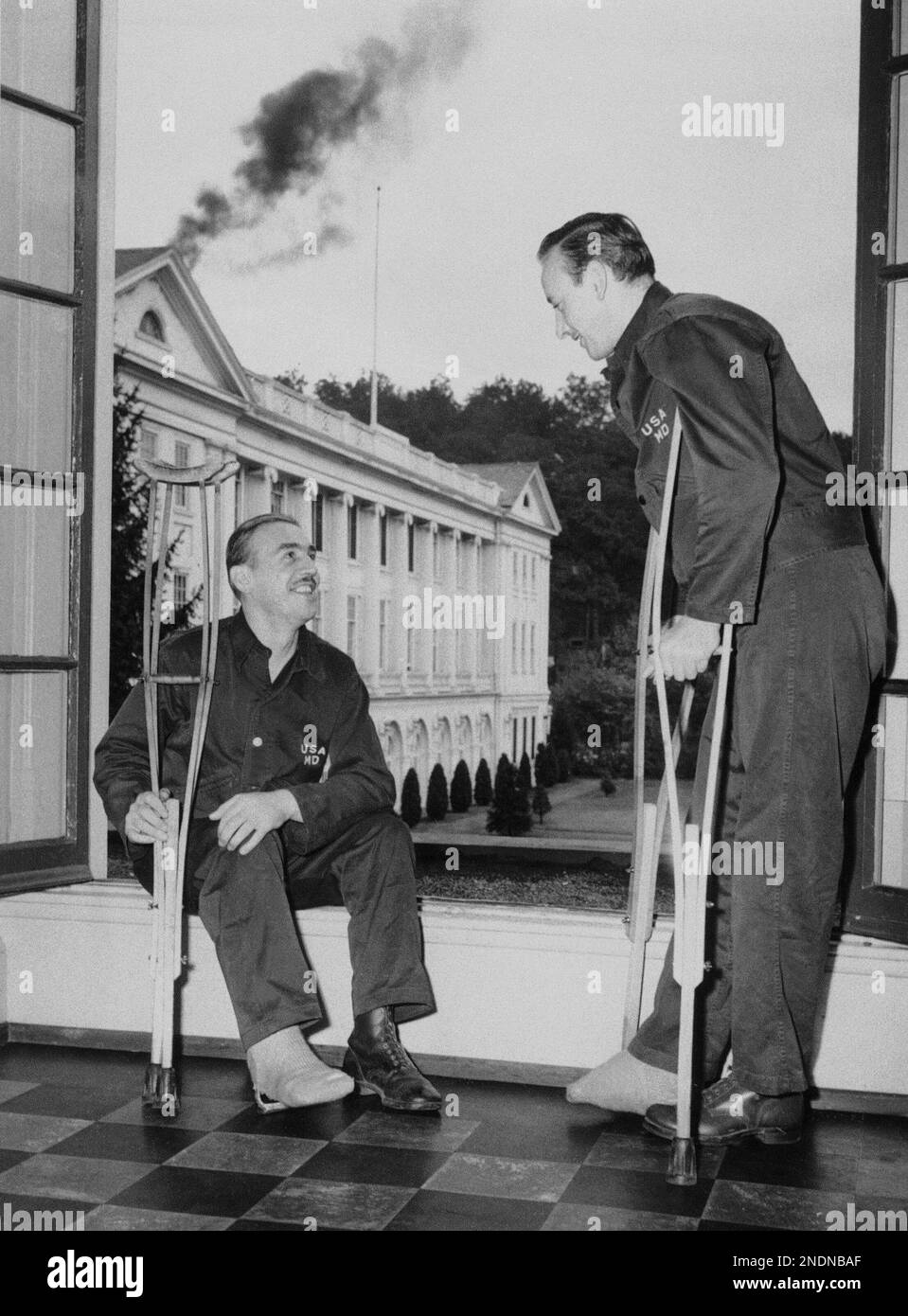 Two wounded soldiers at the Ashford General Hospital, in White Sulphur