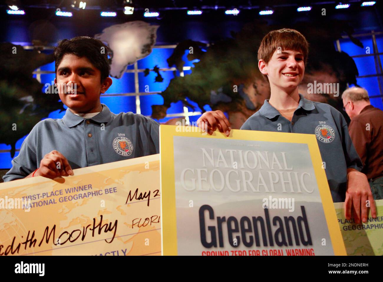 https://c8.alamy.com/comp/2NDNERH/first-place-winner-aadith-moorthy-of-palm-harbor-fla-left-and-second-place-winner-oliver-lucier-13-of-wakefield-rhode-island-hold-their-winnings-at-the-end-of-the-national-geographic-bee-in-washington-on-wednesday-may-26-2010-moorthy-wins-a-25000-scholarship-and-a-trip-to-the-galapagos-islands-lucier-wins-a-15000-scholarship-ap-photojacquelyn-martin-2NDNERH.jpg