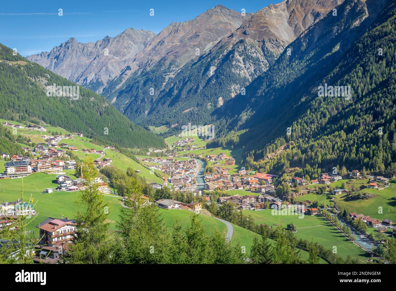 Soelden resort village in Otztal alps, Tyrol, Austria border with Italy Stock Photo